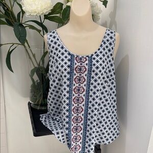 Time and Tru Blue and White Tank Top with Polka Dots